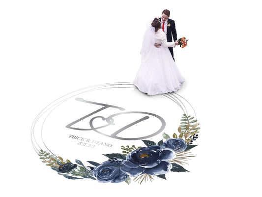 Custom Wedding Decal Dance Floor Wrap Gloss Removable Vinyl. Monogram Print and Vinyl to cover the entire dancefloor. Wedding logo design
