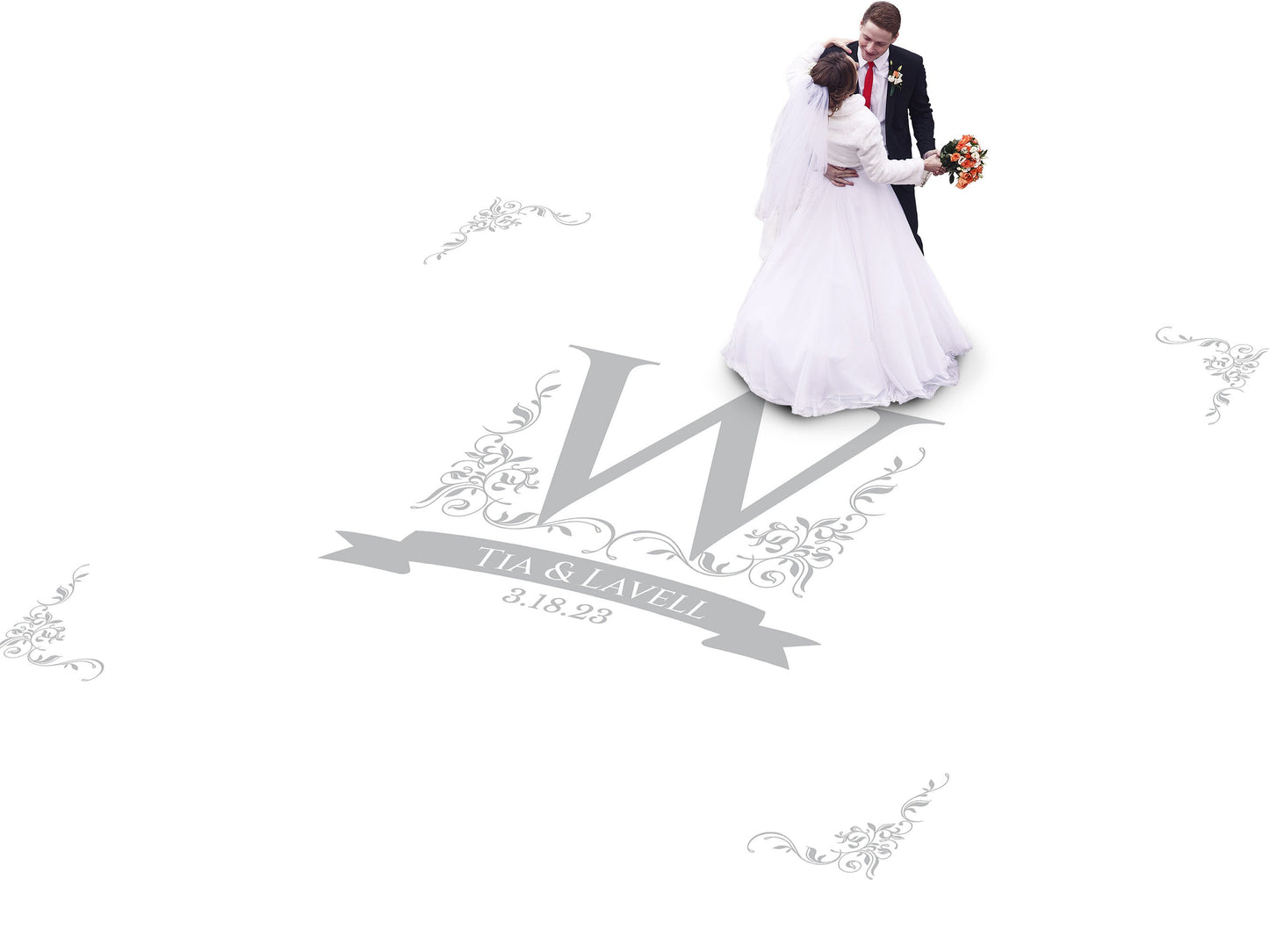 Custom Wedding Decal Dance Floor Wrap Gloss Removable Vinyl. Monogram Print and Vinyl to cover the entire dancefloor. Wedding logo design