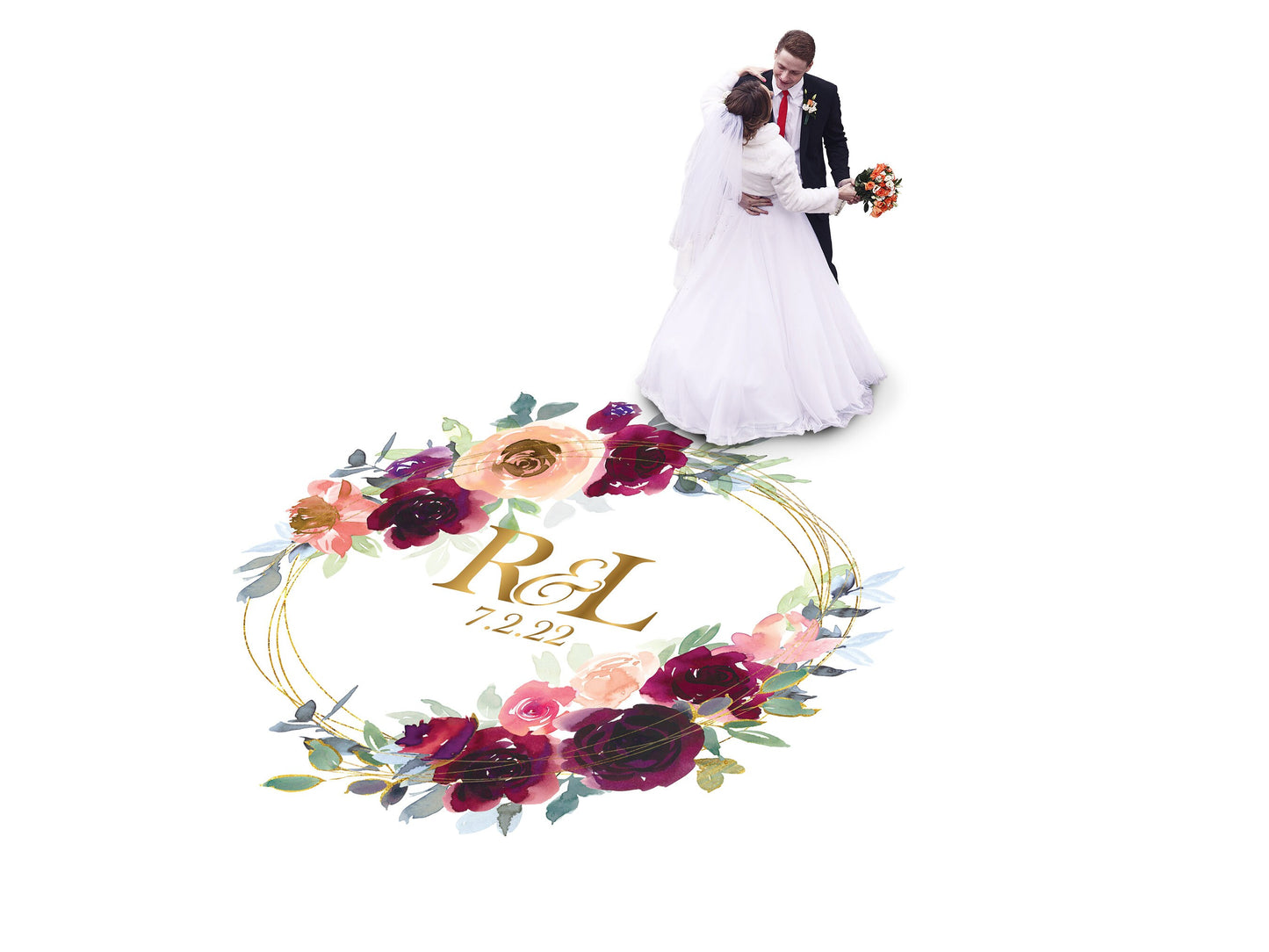 Custom Wedding Decal Dance Floor Wrap Gloss Removable Vinyl. Monogram Print and Vinyl to cover the entire dancefloor. Wedding logo design