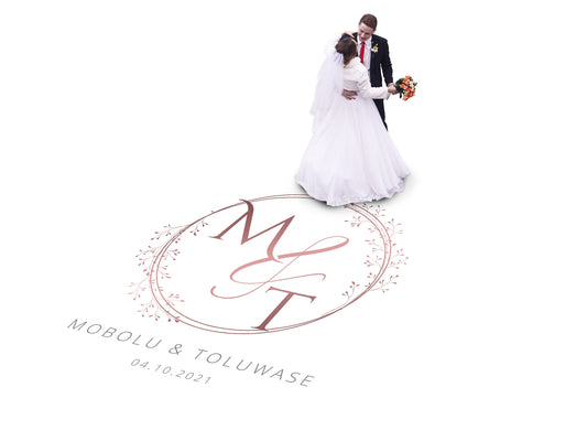 Custom Wedding Decal Dance Floor Wrap Gloss Removable Vinyl. Monogram Print and Vinyl to cover the entire dancefloor. Wedding logo design