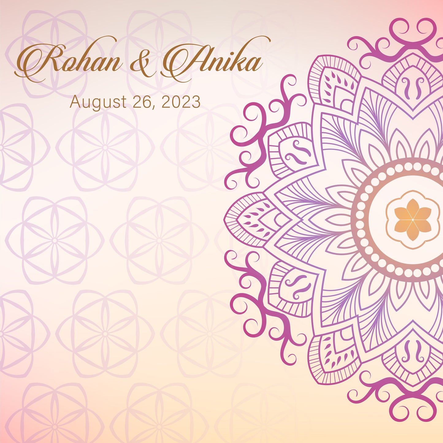 Indian Wedding Mehdi Mandala Sangeet Full Color Dancefloor print. Dancefloor Gloss/Matte Wrap Removable Vinyl. Print to cover dancefloor