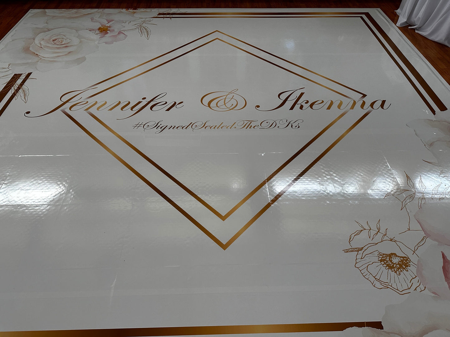 Full Print Custom Wedding Decal Dance Floor Wrap Gloss Removable Vinyl. Wedding Dancefloor design. Free Shipping