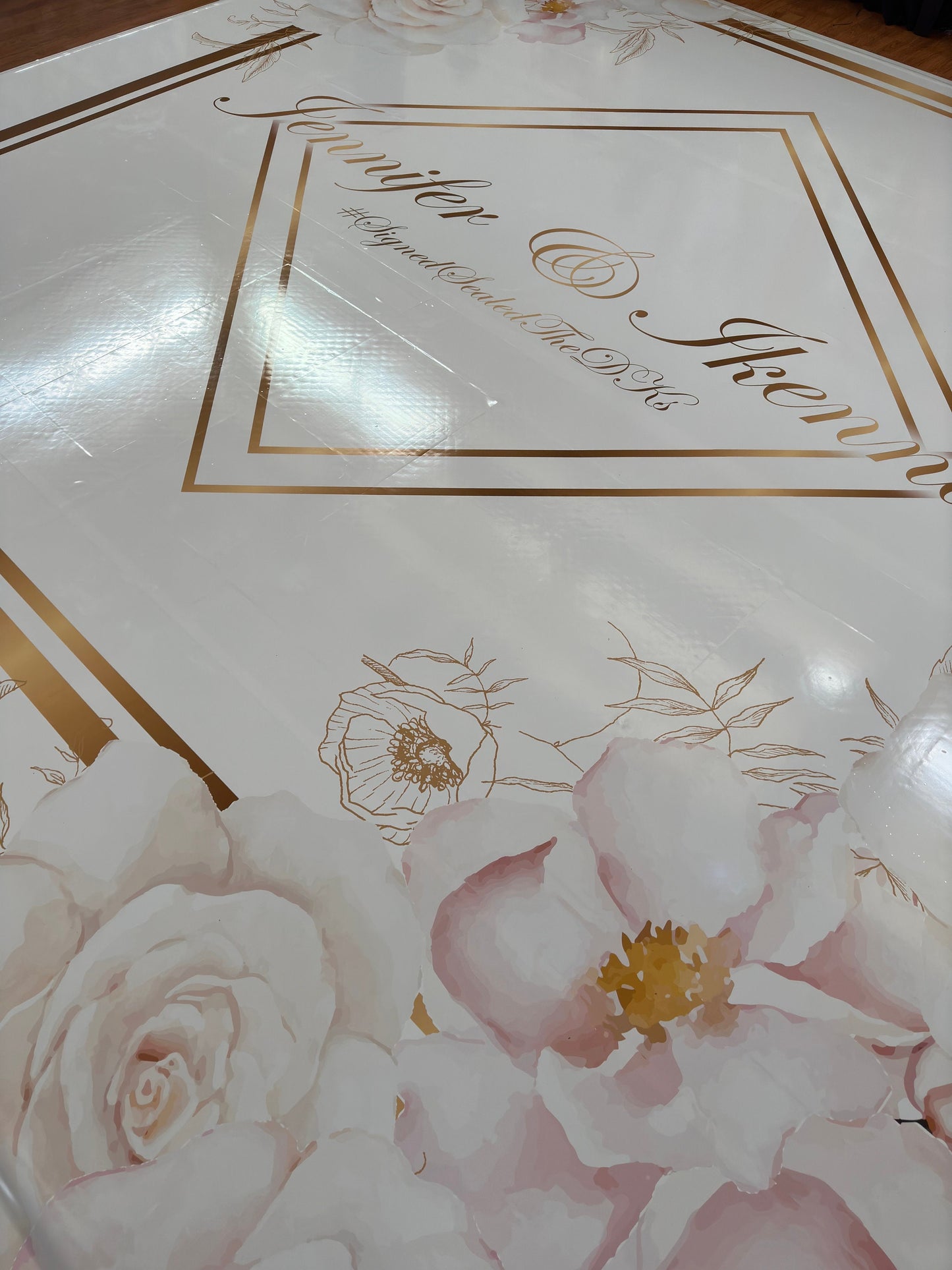 Full Print Custom Wedding Decal Dance Floor Wrap Gloss Removable Vinyl. Wedding Dancefloor design. Free Shipping