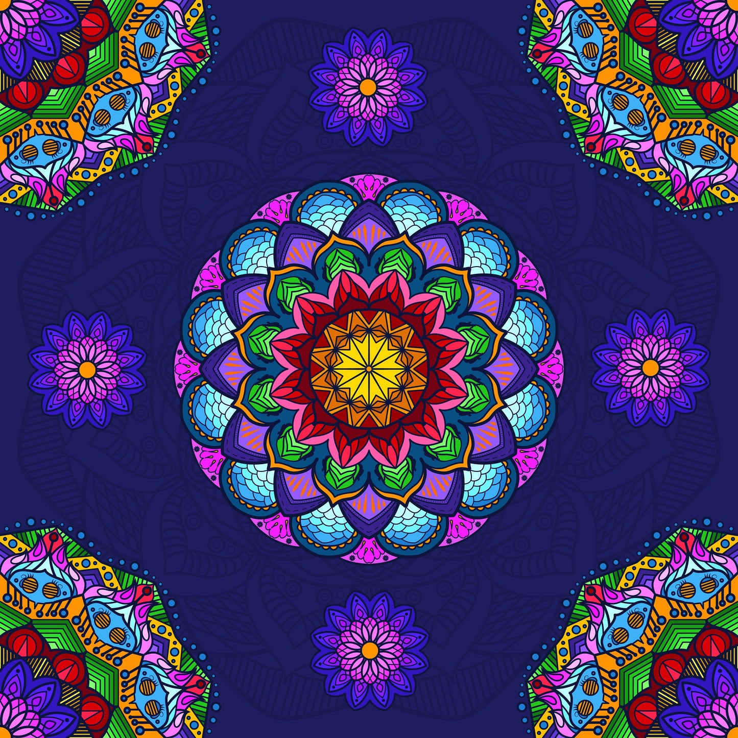 Indian Wedding Mehdi Mandala Full Color Print . Wedding Decal Dancefloor Wrap Gloss Removable Vinyl. Monogram Print to cover your dancefloor