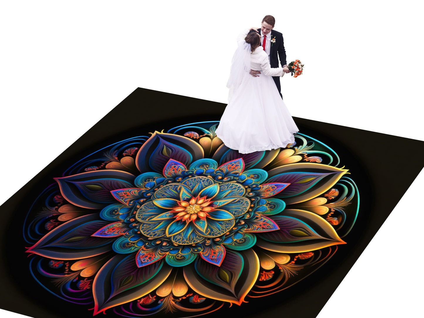 Indian Wedding Mehdi Mandala Sangeet Full Color Dancefloor print. Dancefloor Gloss/Matte Wrap Removable Vinyl. Print to cover dancefloor