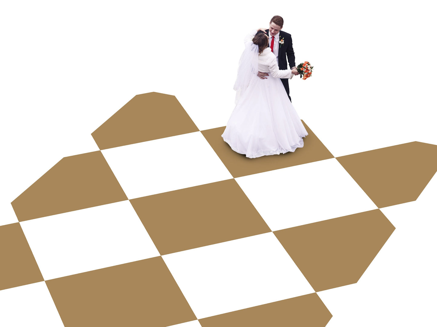 Full print Custom Wedding Decal Dance Floor Wrap Gloss Removable Vinyl. Diamond pattern Brown Checkerboard design. Free shipping
