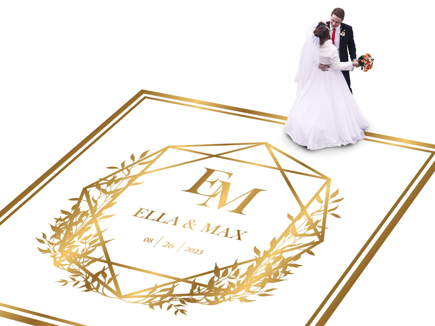 Custom Wedding Decal Dance Floor Wrap Gloss Removable Vinyl. Monogram Print and Vinyl to cover the entire dancefloor. Wedding logo design