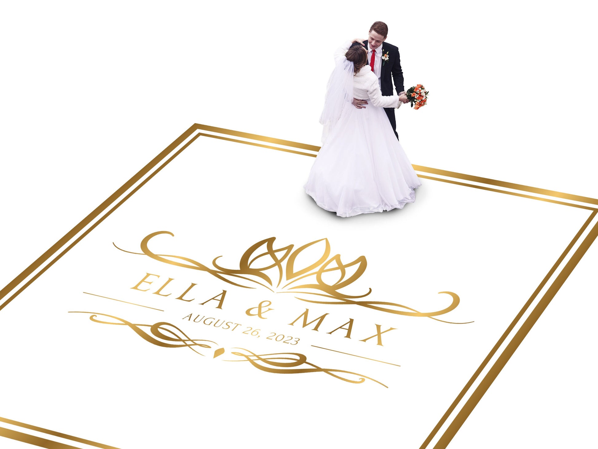 Custom Wedding Decal Dance Floor Wrap Gloss Removable Vinyl. Monogram Print and Vinyl to cover the entire dancefloor. Wedding logo design