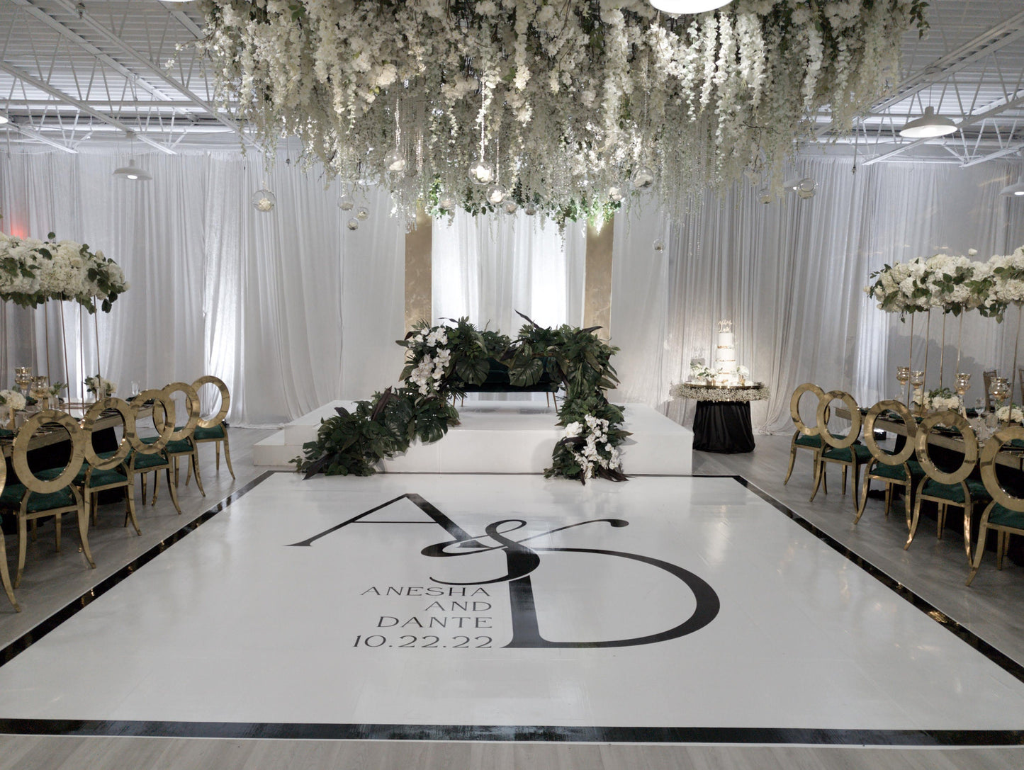 Custom Wedding Decal Dance Floor Wrap Gloss Removable Vinyl. Monogram Print and Vinyl to cover the entire dancefloor. Wedding logo design.