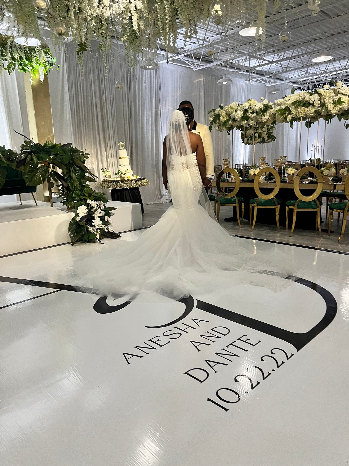 Custom Wedding Decal Dance Floor Wrap Gloss Removable Vinyl. Monogram Print and Vinyl to cover the entire dancefloor. Wedding logo design.