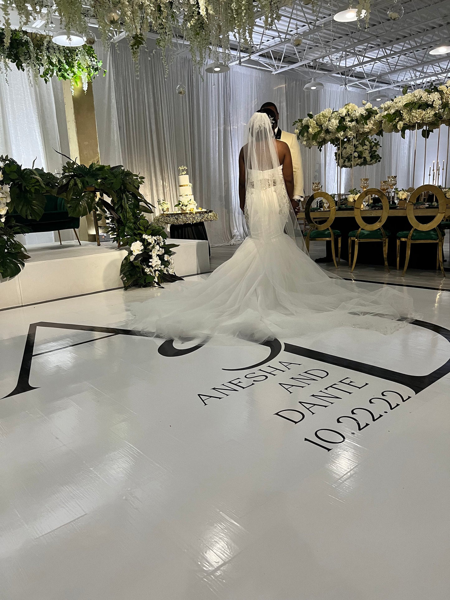 Custom Wedding Decal Dance Floor Wrap Gloss Removable Vinyl. Monogram Print and Vinyl to cover the entire dancefloor. Wedding logo design.