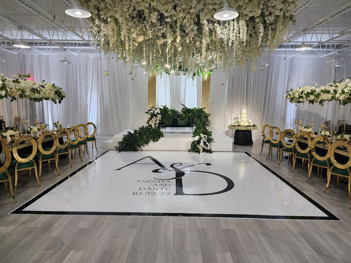 Custom Wedding Decal Dance Floor Wrap Gloss Removable Vinyl. Monogram Print and Vinyl to cover the entire dancefloor. Wedding logo design.