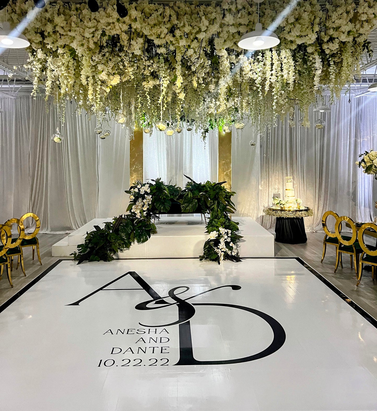 Custom Wedding Decal Dance Floor Wrap Gloss Removable Vinyl. Monogram Print and Vinyl to cover the entire dancefloor. Wedding logo design.