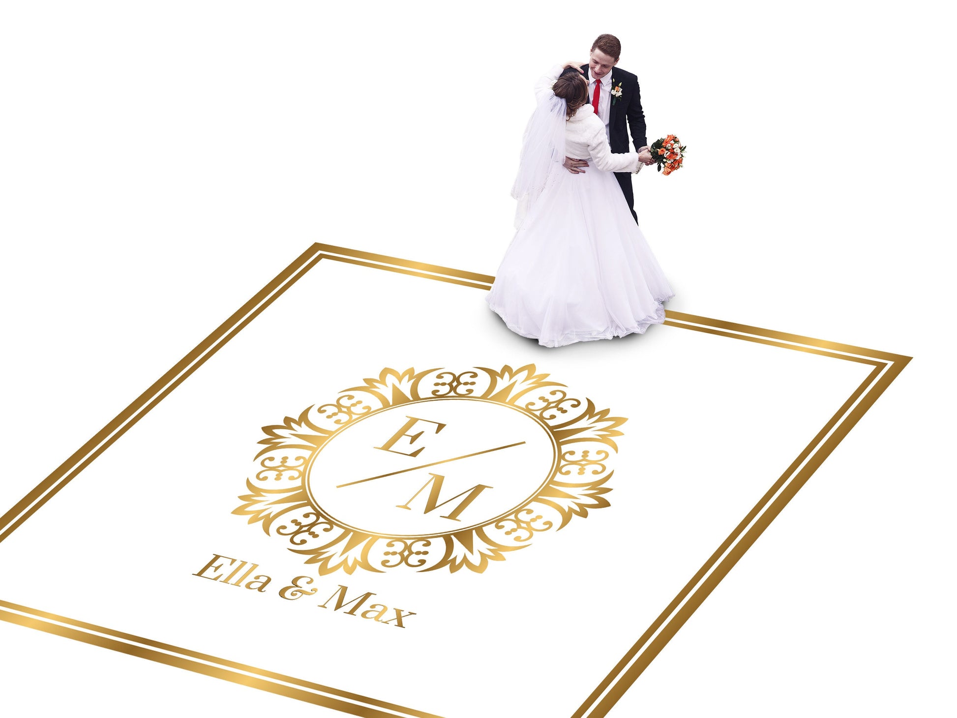 Custom Wedding Decal Dance Floor Wrap Gloss Removable Vinyl. Monogram Print and Vinyl to cover the entire dancefloor. Wedding logo design