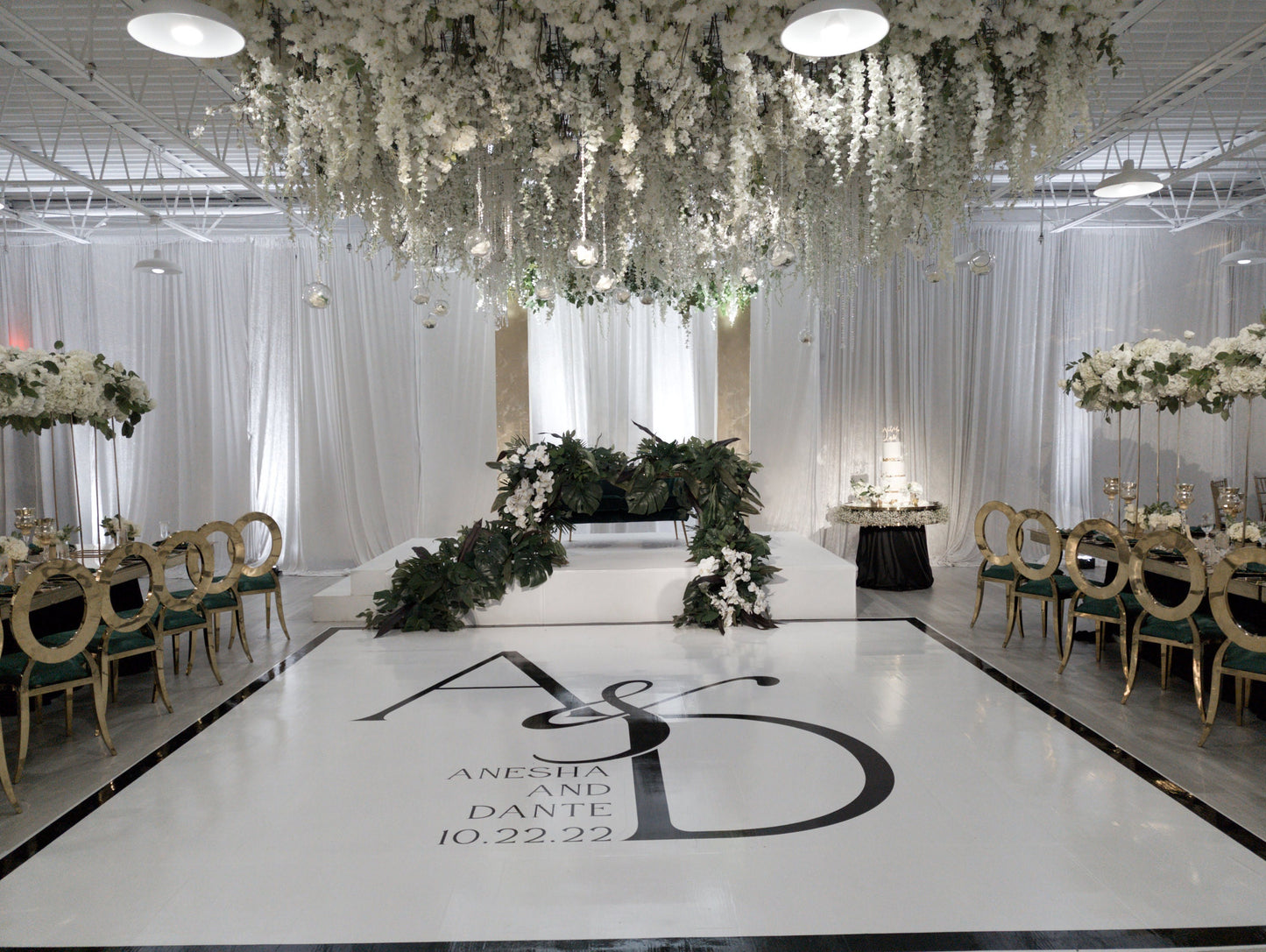 Custom Wedding Decal Dance Floor Wrap Gloss Removable Vinyl. Monogram Print and Vinyl to cover the entire dancefloor. Wedding logo design.