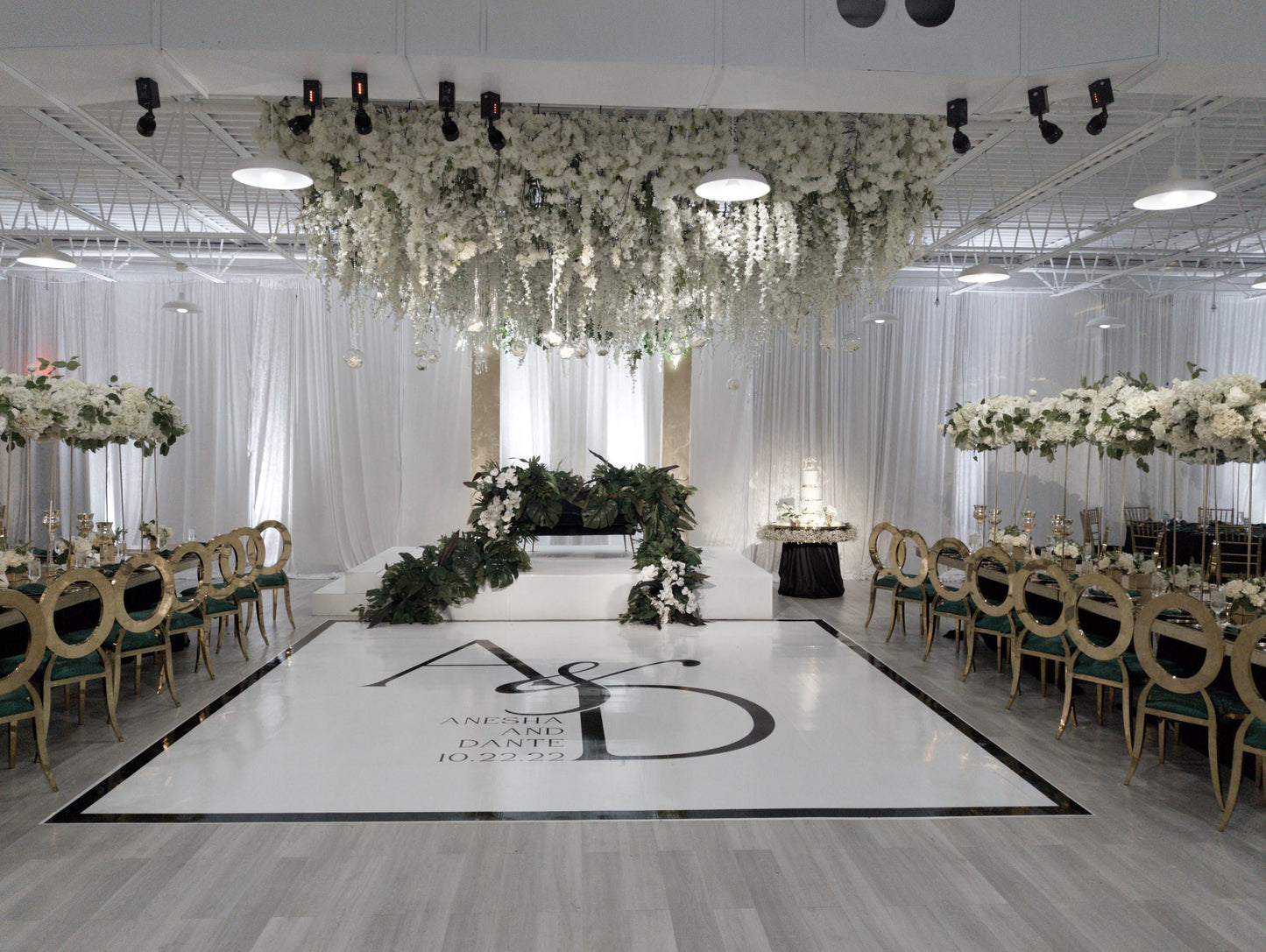 Custom Wedding Decal Dance Floor Wrap Gloss Removable Vinyl. Monogram Print and Vinyl to cover the entire dancefloor. Wedding logo design.
