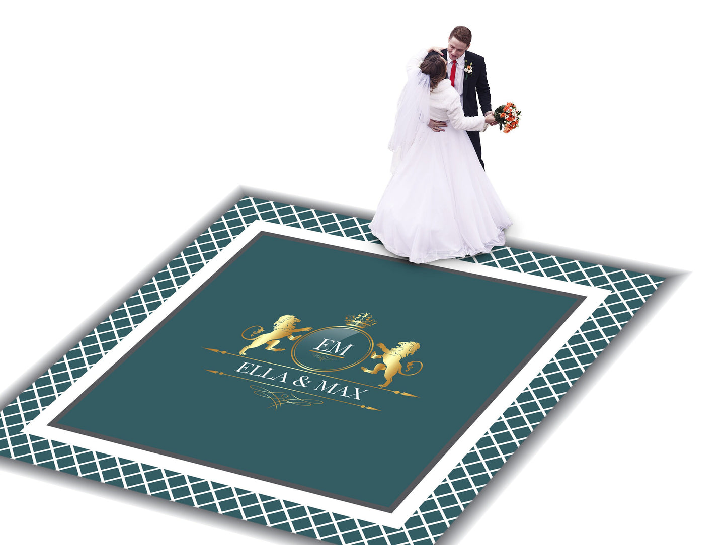 Super Unique Photo Frame Wedding Dance Floor Wrap Gloss Removable Vinyl. Print and Vinyl to cover the entire dancefloor. Wedding logo design