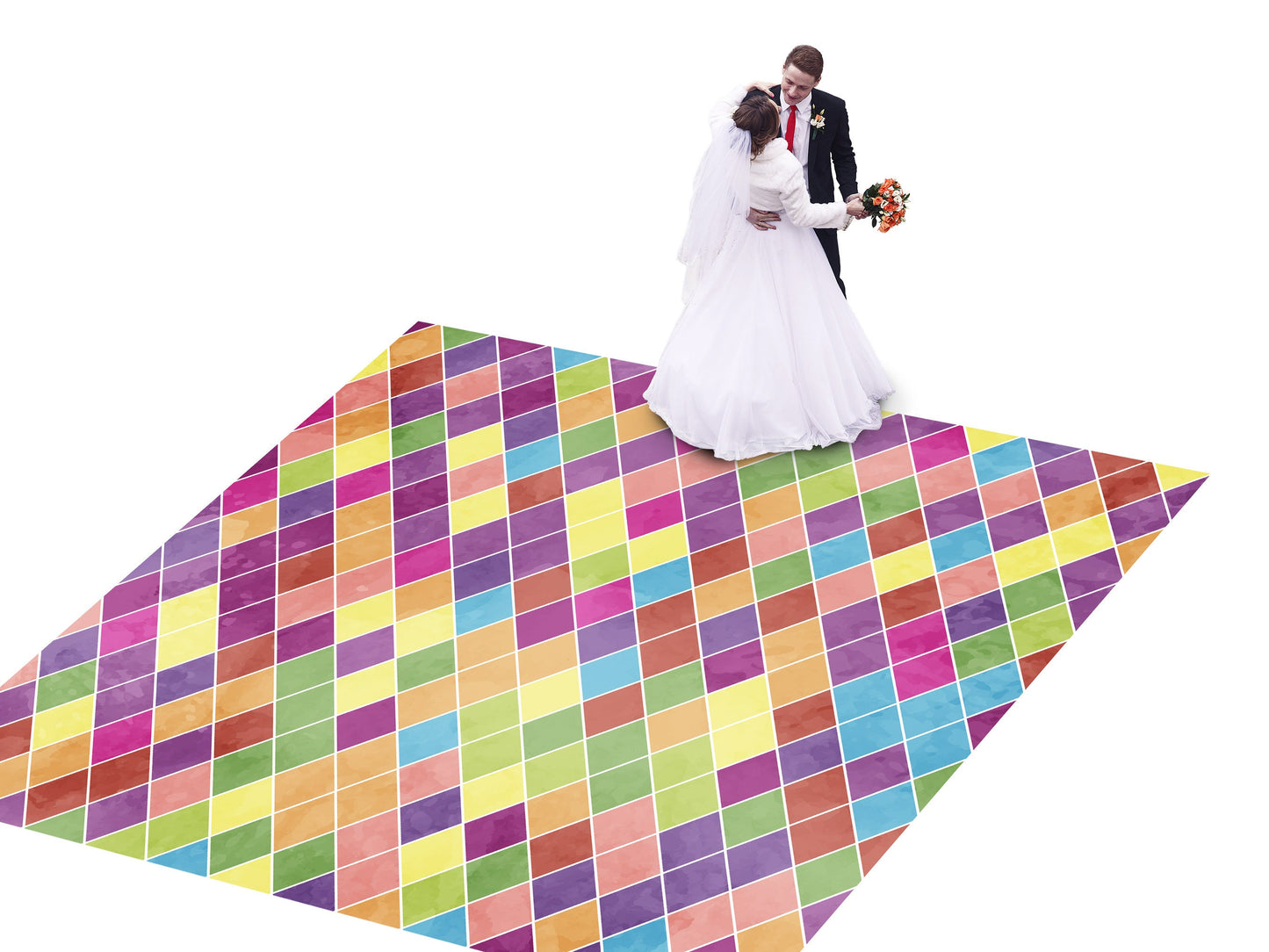 Custom Wedding Decal Dance Floor Wrap Gloss Removable Vinyl. Diamond pattern Diamond shaped Checkerboard design. Wedding logo. Free shipping