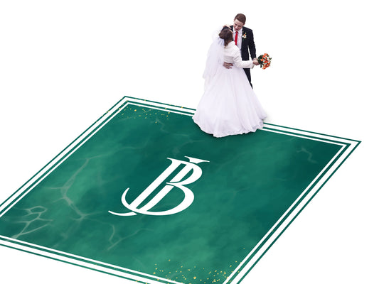 Custom Wedding Decal Dance Floor Wrap Gloss Removable Vinyl. Monogram Print and Vinyl to cover the entire dancefloor. Wedding logo design