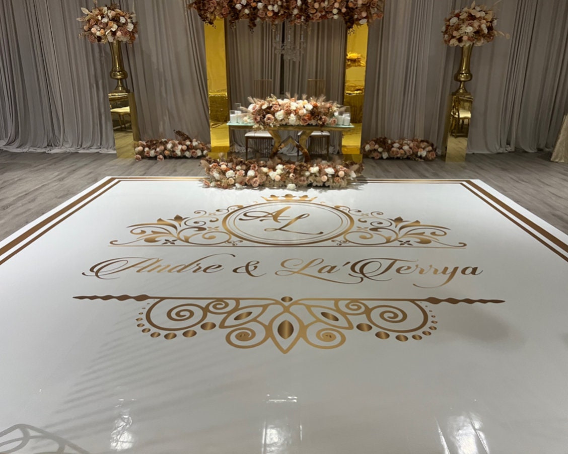 Full Print Custom Wedding Decal Dance Floor Wrap Gloss Removable Vinyl. Wedding Dancefloor design. Free Shipping