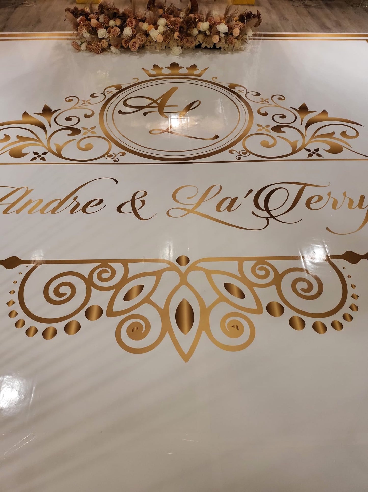 Full Print Custom Wedding Decal Dance Floor Wrap Gloss Removable Vinyl. Wedding Dancefloor design. Free Shipping