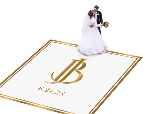 Custom Wedding Decal Dance Floor Wrap Gloss Removable Vinyl. Monogram Print and Vinyl to cover the entire dancefloor. Wedding logo design