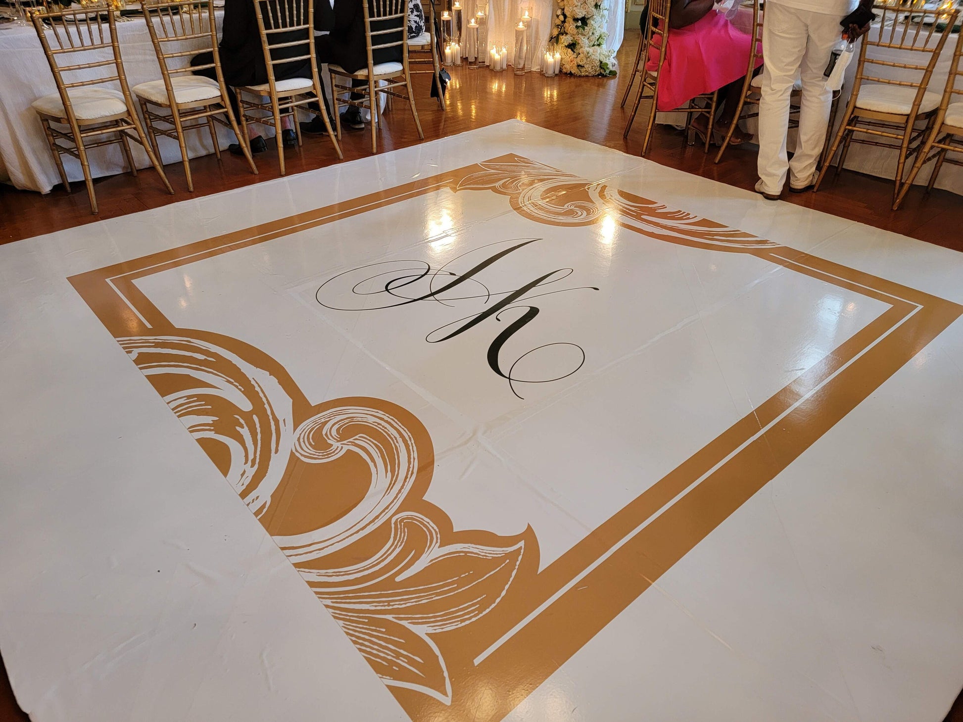 Full Print Custom Wedding Decal Dance Floor Wrap Gloss Removable Vinyl. Wedding Dancefloor design. Free Shipping