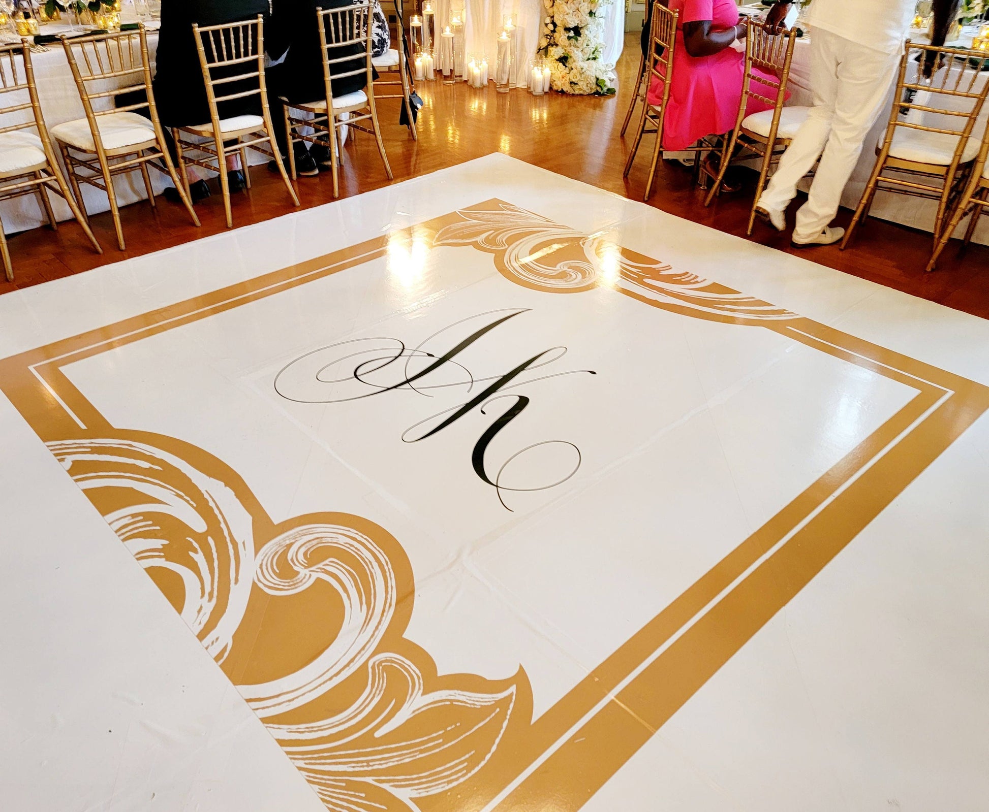 Full Print Custom Wedding Decal Dance Floor Wrap Gloss Removable Vinyl. Wedding Dancefloor design. Free Shipping