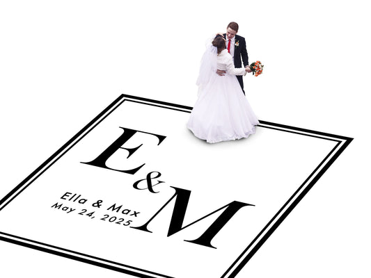 Custom Wedding Decal Dance Floor Wrap Gloss Removable Vinyl. Monogram Print and Vinyl to cover the entire dancefloor. Wedding logo design