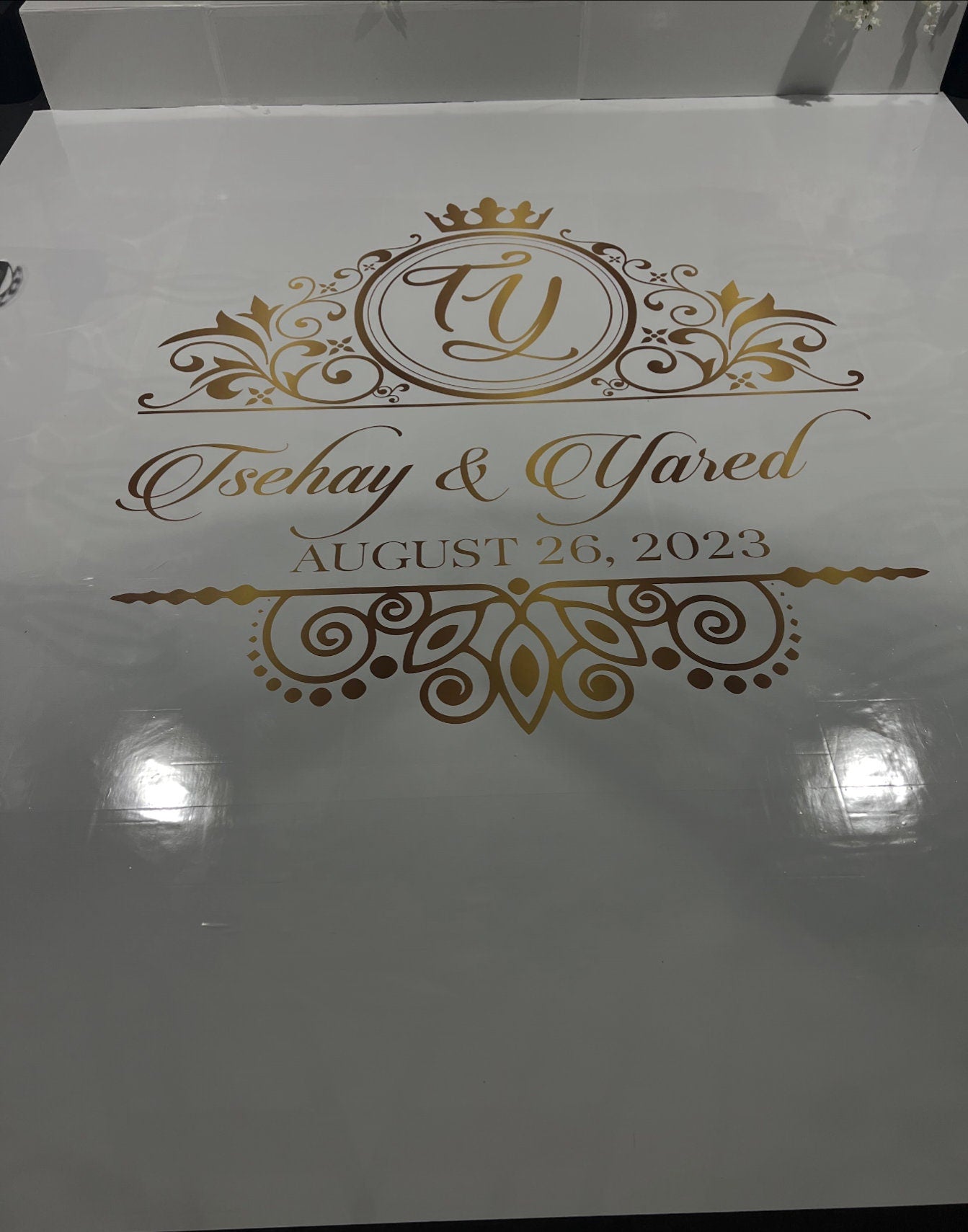 Full Print Custom Wedding Decal Dance Floor Wrap Gloss Removable Vinyl. Wedding Dancefloor design. Free Shipping