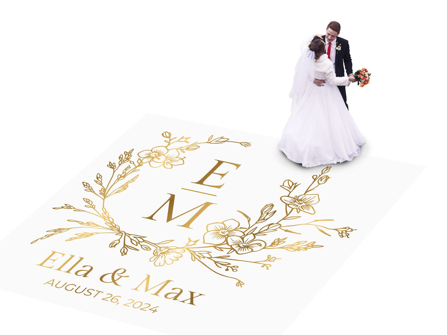 Custom Wedding Decal Dance Floor Wrap Gloss Removable Vinyl. Monogram Print and Vinyl to cover the entire dancefloor. Wedding logo design
