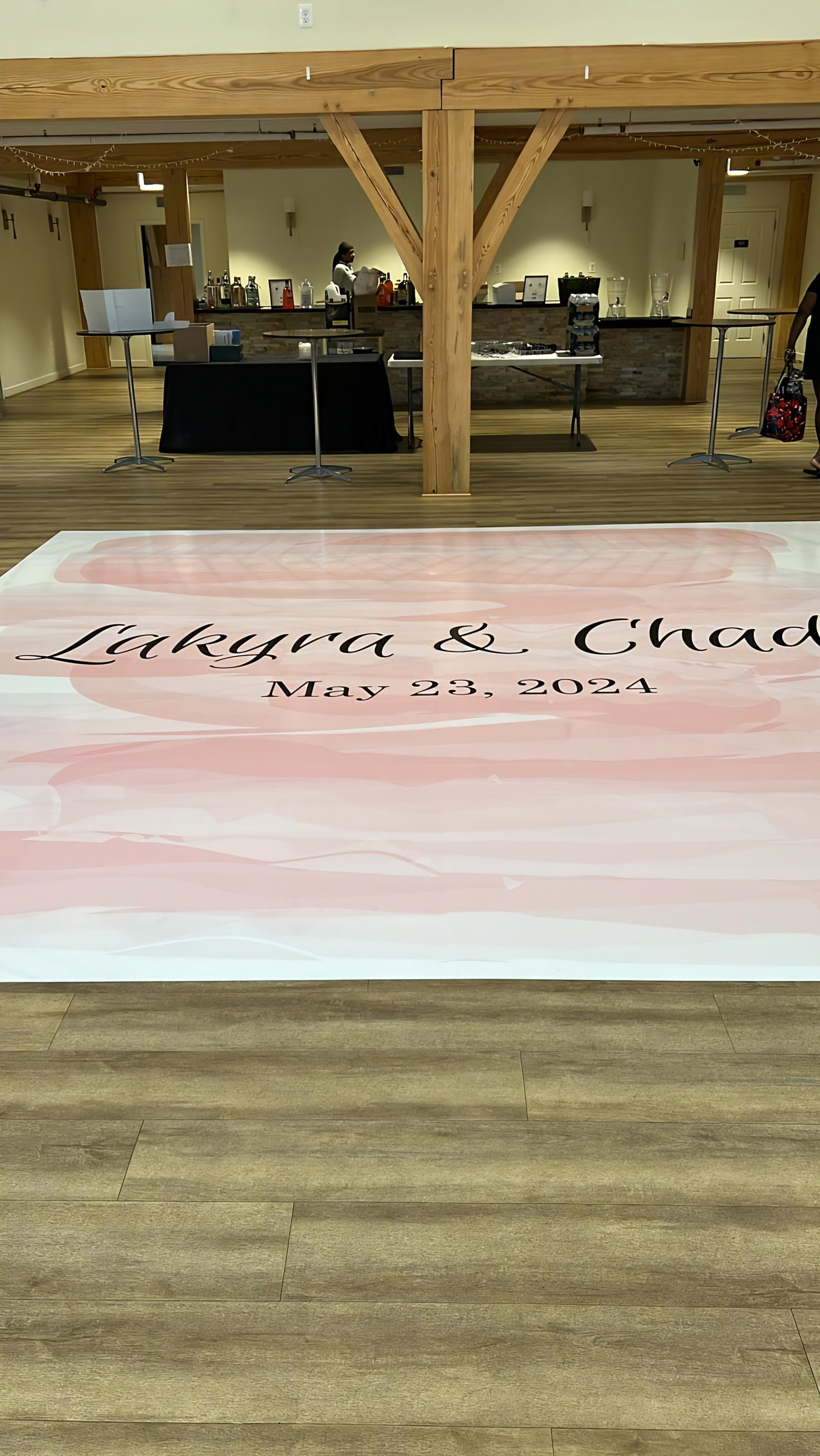 Custom Wedding Decal Dance Floor Wrap Gloss Removable Vinyl. Monogram Print and Vinyl to cover the entire dancefloor. Wedding logo design