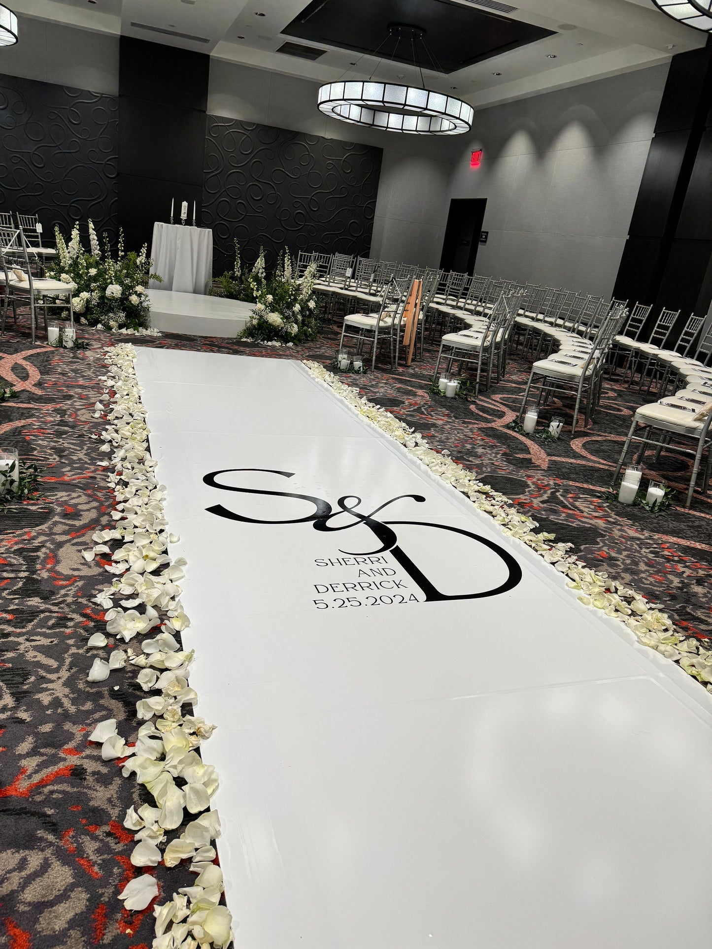 Customizable Wedding Decal Aisle Runner Wrap | Gloss Removable Vinyl | Monogram Printed on the aisle | Wedding logo design| Free Shipping.