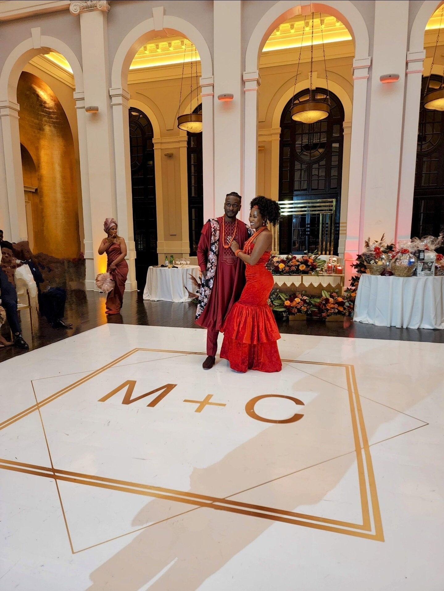 Custom Wedding Decal Dance Floor Wrap. Gloss Removable Vinyl. Monogram Print and Vinyl to cover your entire dancefloor. Wedding logo design.
