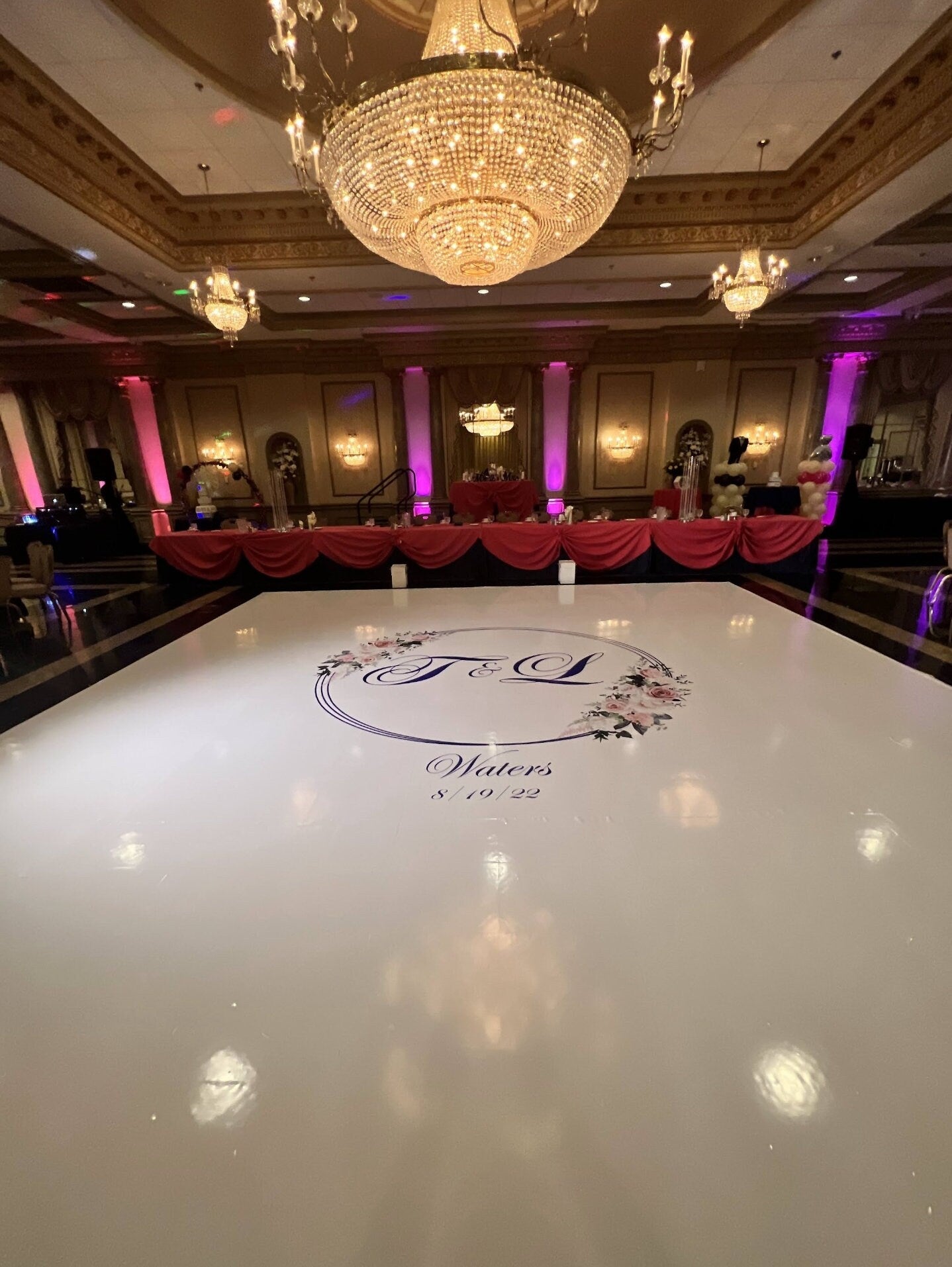 Custom Wedding Decal Dance Floor Wrap Gloss Removable Vinyl. Monogram Print and Vinyl to cover the entire dancefloor. Wedding logo design