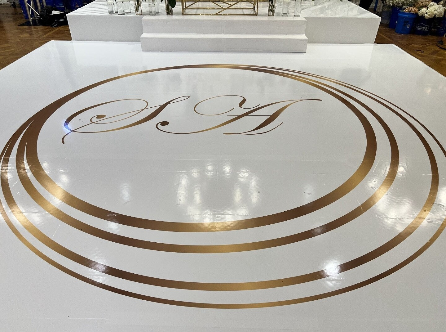 Full Print Custom Wedding Decal Dance Floor Wrap Gloss Removable Vinyl. Wedding Dancefloor design. Free Shipping