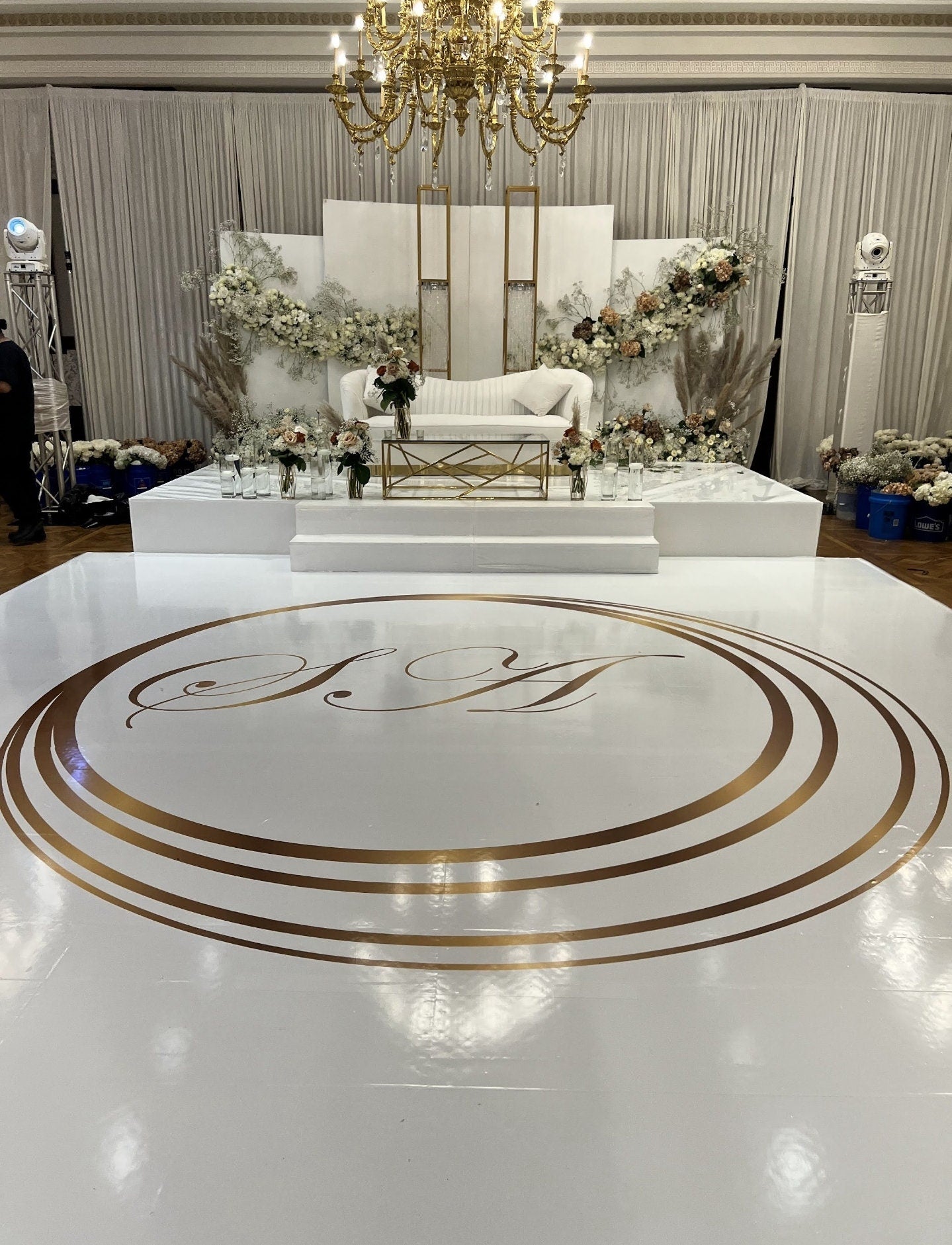 Full Print Custom Wedding Decal Dance Floor Wrap Gloss Removable Vinyl. Wedding Dancefloor design. Free Shipping
