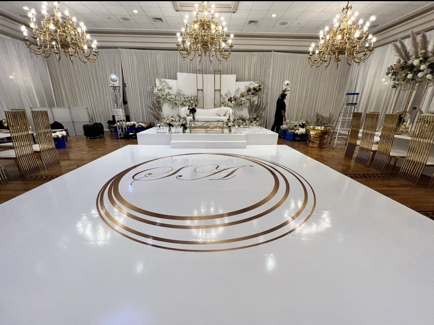 Full Print Custom Wedding Decal Dance Floor Wrap Gloss Removable Vinyl. Wedding Dancefloor design. Free Shipping