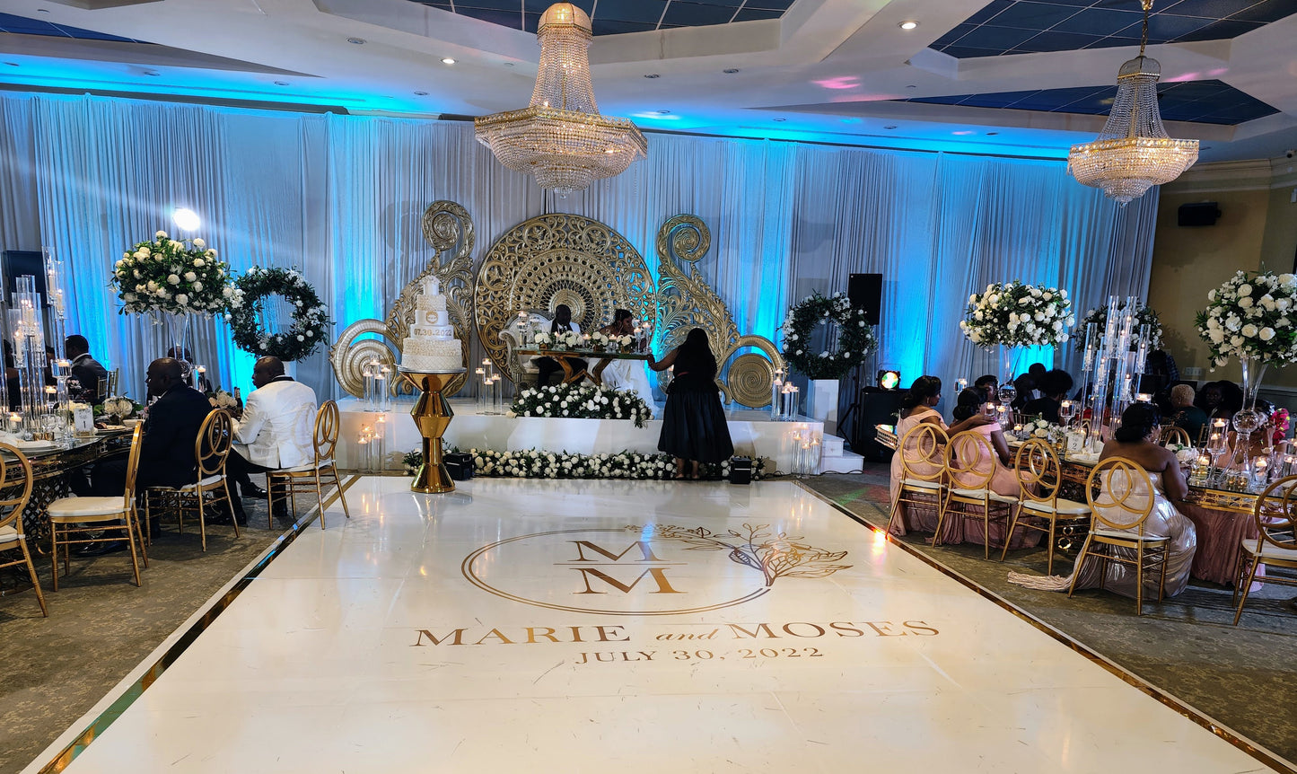 Full Print Custom Wedding Decal Dance Floor Wrap Gloss Removable Vinyl. Wedding Dancefloor design. Free Shipping