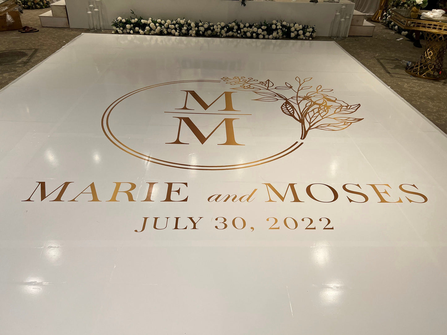 Full Print Custom Wedding Decal Dance Floor Wrap Gloss Removable Vinyl. Wedding Dancefloor design. Free Shipping