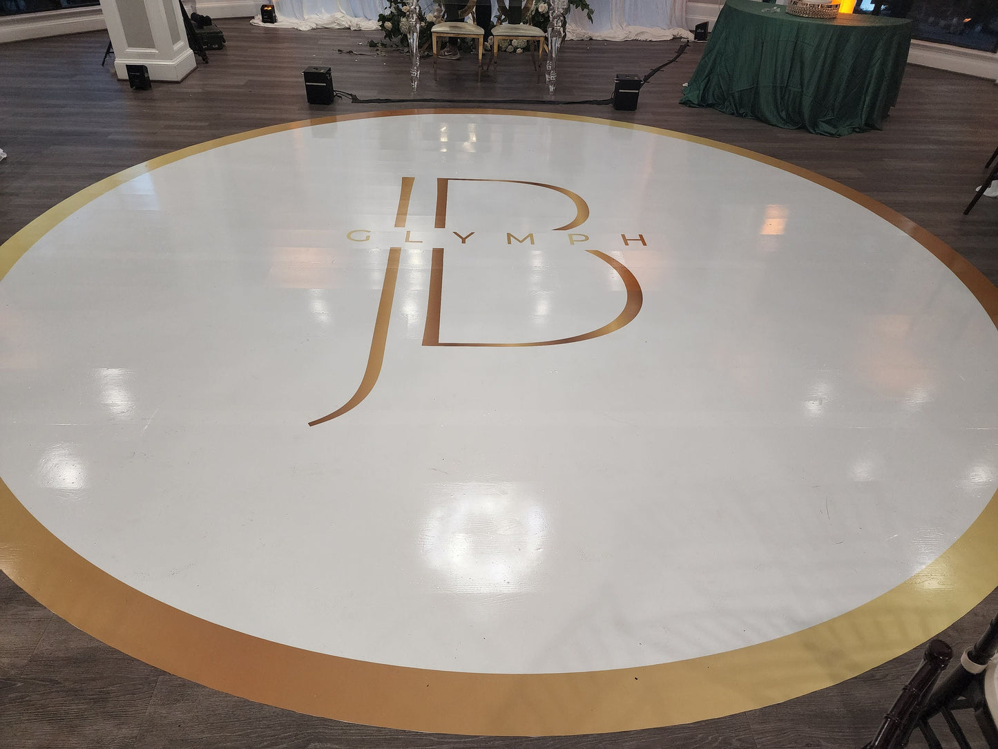 Unique Circular Custom Wedding Decal Dance Floor Wrap. Gloss Removable Vinyl. Wedding Floor designs that cover the dancefloor. Free Shipping