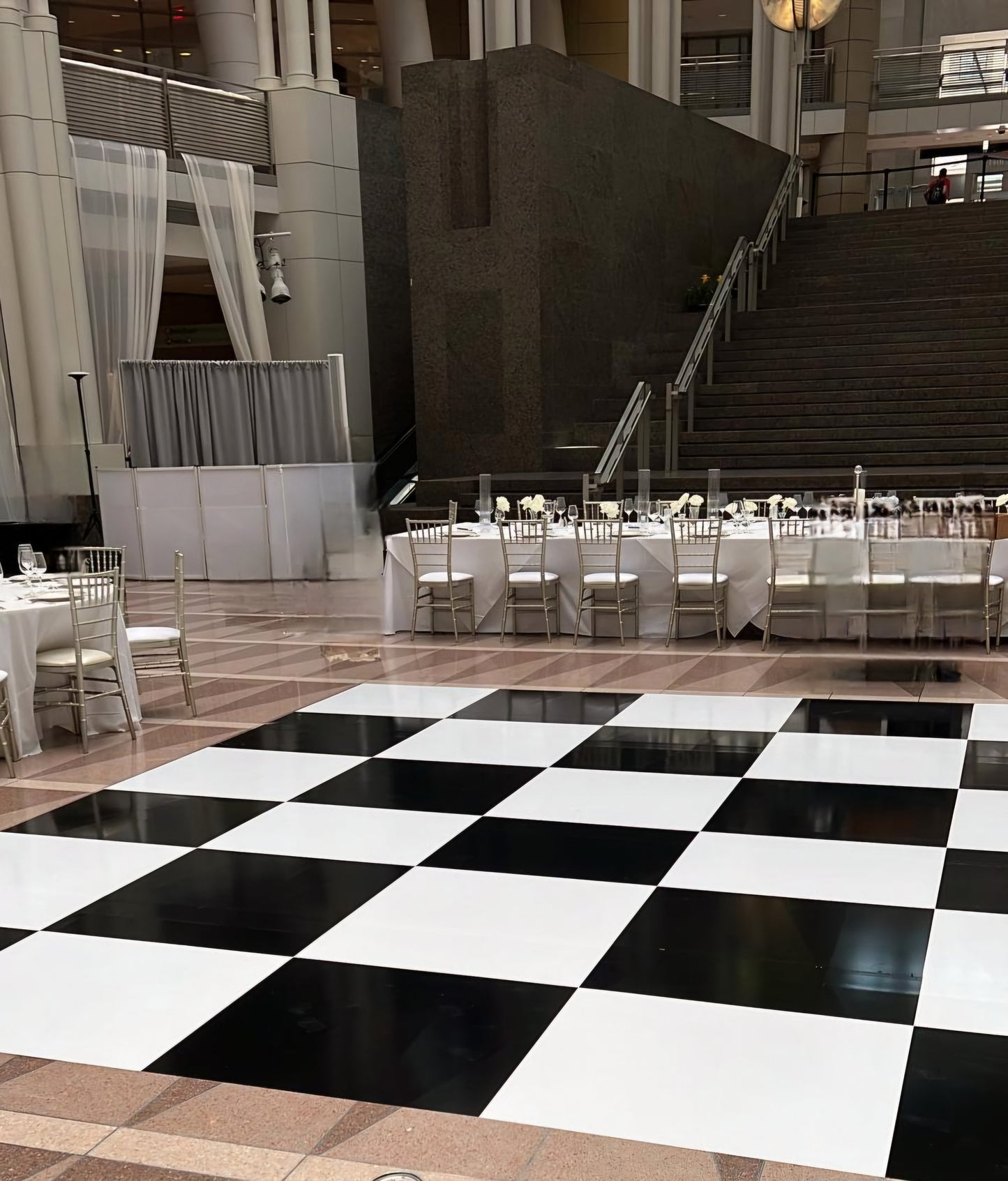 Our checkerboard dancefloor wrap at a wedding reception in Washington DC.