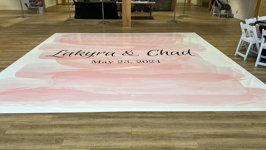 Custom Wedding Decal Dance Floor Wrap Gloss Removable Vinyl. Monogram Print and Vinyl to cover the entire dancefloor. Wedding logo design