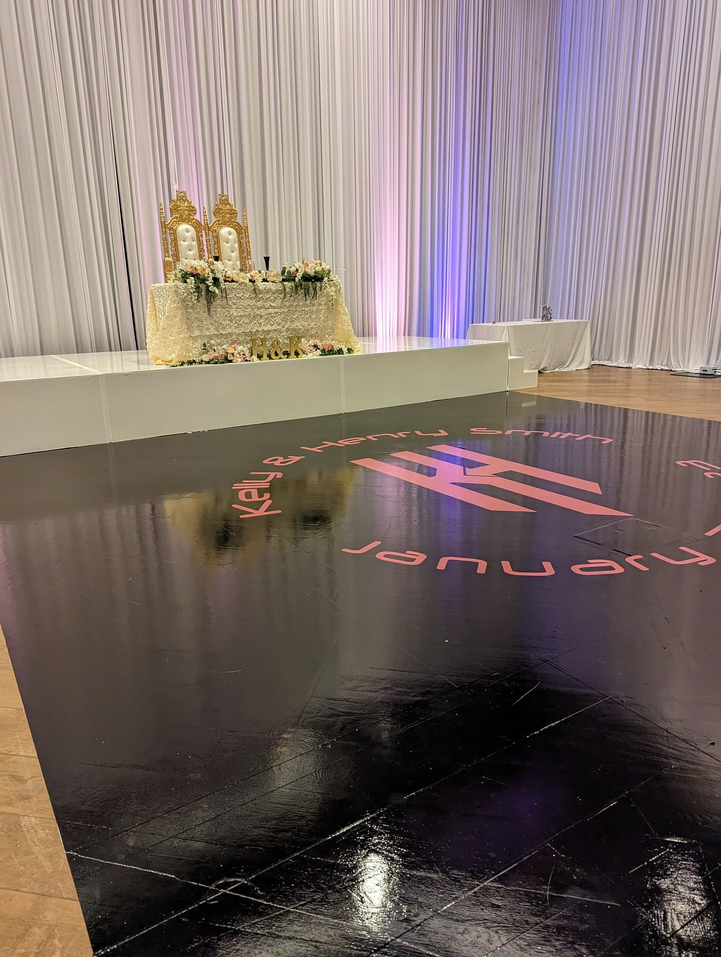 Custom Wedding Decal Dance Floor Wrap Gloss Removable Vinyl. Monogram Print and Vinyl to cover the entire dancefloor. Wedding logo design