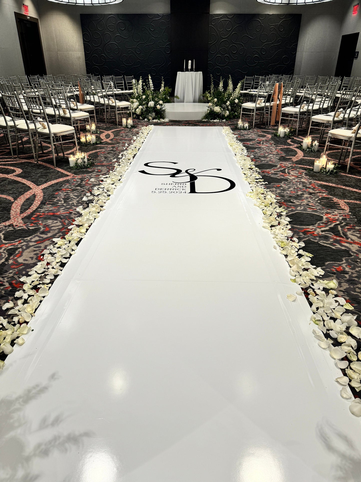 Customizable Wedding Decal Aisle Runner Wrap | Gloss Removable Vinyl | Monogram Printed on the aisle | Wedding logo design| Free Shipping.
