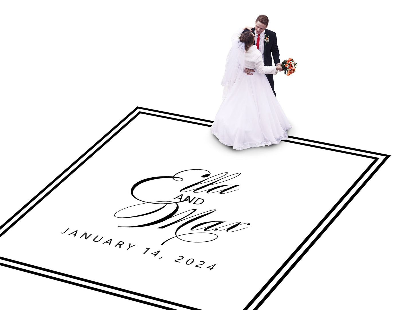Custom Wedding Decal Dance Floor Wrap Gloss Removable Vinyl. Monogram Print and Vinyl to cover the entire dancefloor. Wedding logo design
