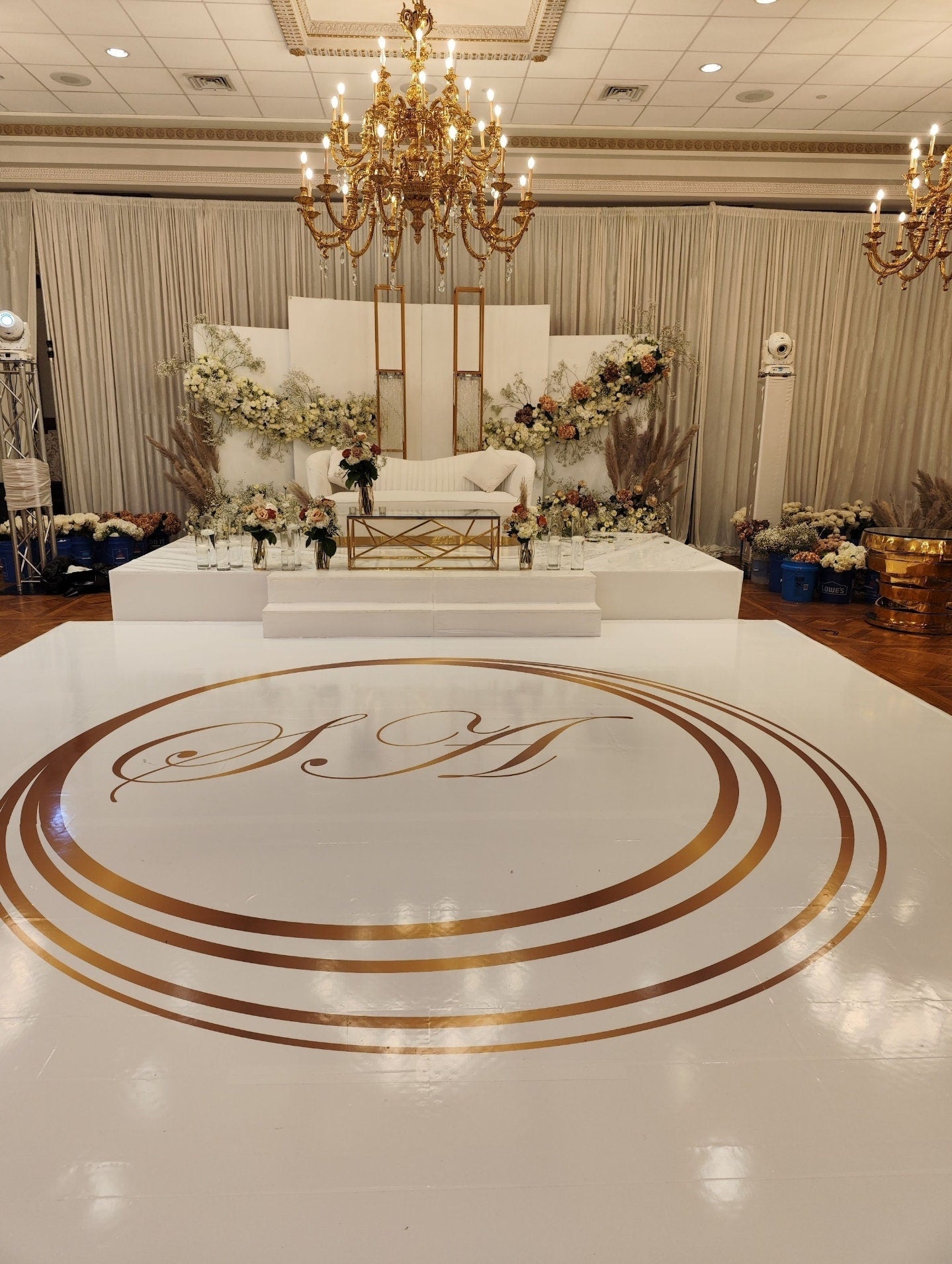 Full Print Custom Wedding Decal Dance Floor Wrap Gloss Removable Vinyl. Wedding Dancefloor design. Free Shipping