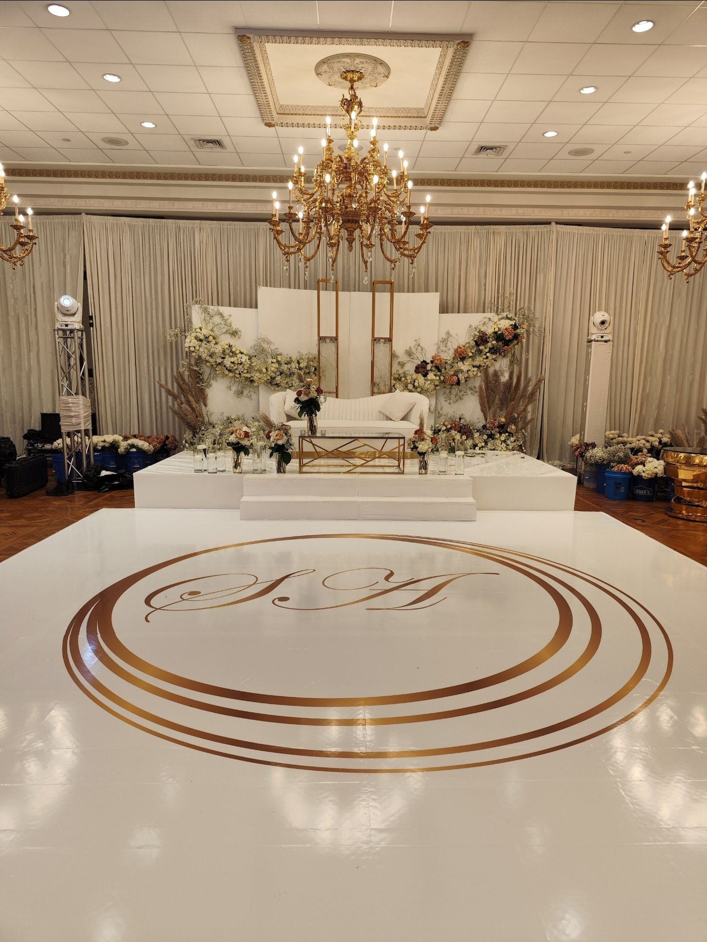 Full Print Custom Wedding Decal Dance Floor Wrap Gloss Removable Vinyl. Wedding Dancefloor design. Free Shipping