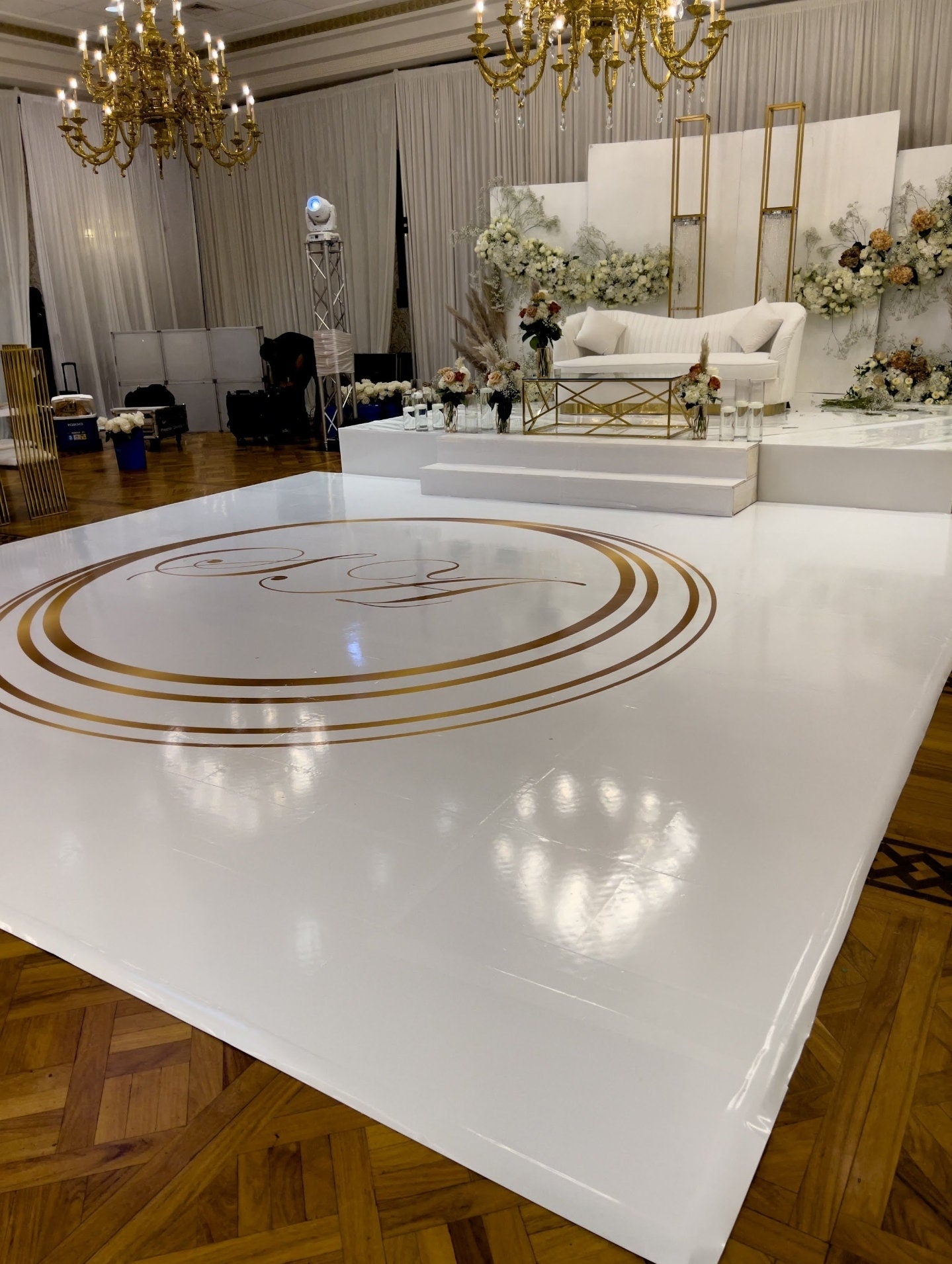 Full Print Custom Wedding Decal Dance Floor Wrap Gloss Removable Vinyl. Wedding Dancefloor design. Free Shipping