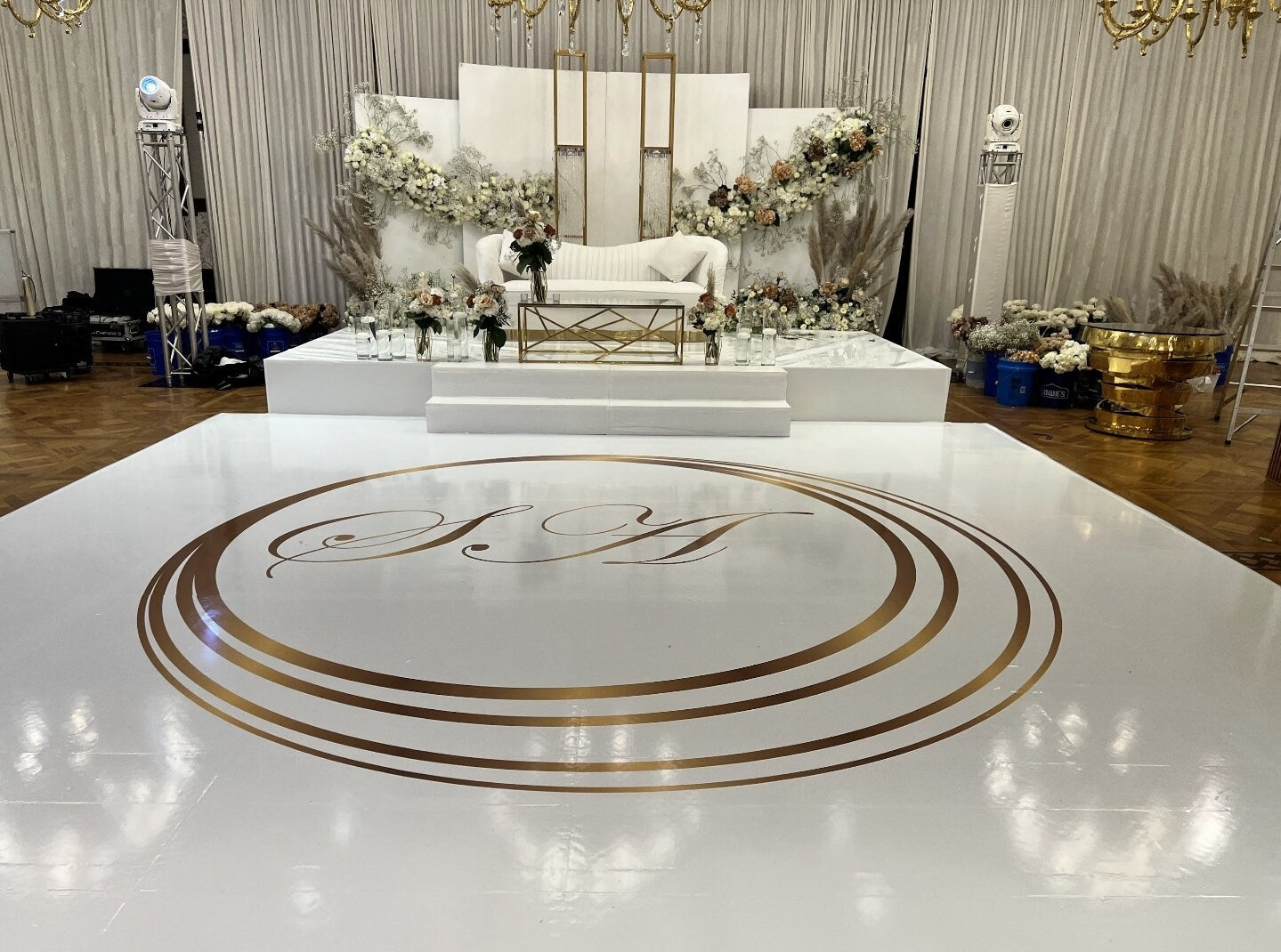 Full Print Custom Wedding Decal Dance Floor Wrap Gloss Removable Vinyl. Wedding Dancefloor design. Free Shipping